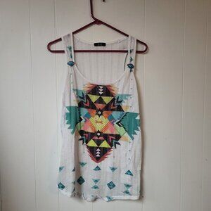 Women's Deb White Aztec Lacy Tank Top